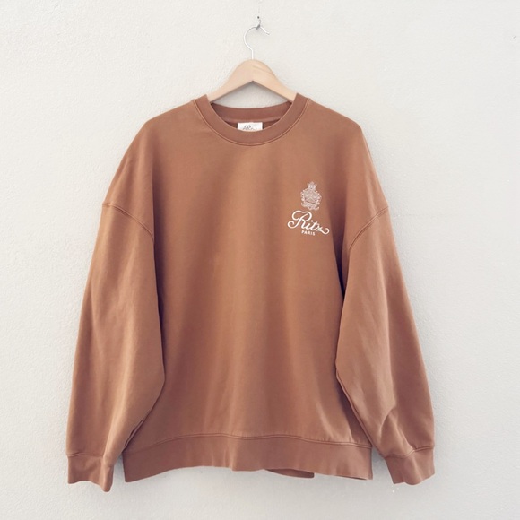 FRAME x Ritz Paris Breakfast In Bed Oversized Sweatshirt XL Camel Brown Collab - Picture 5 of 13